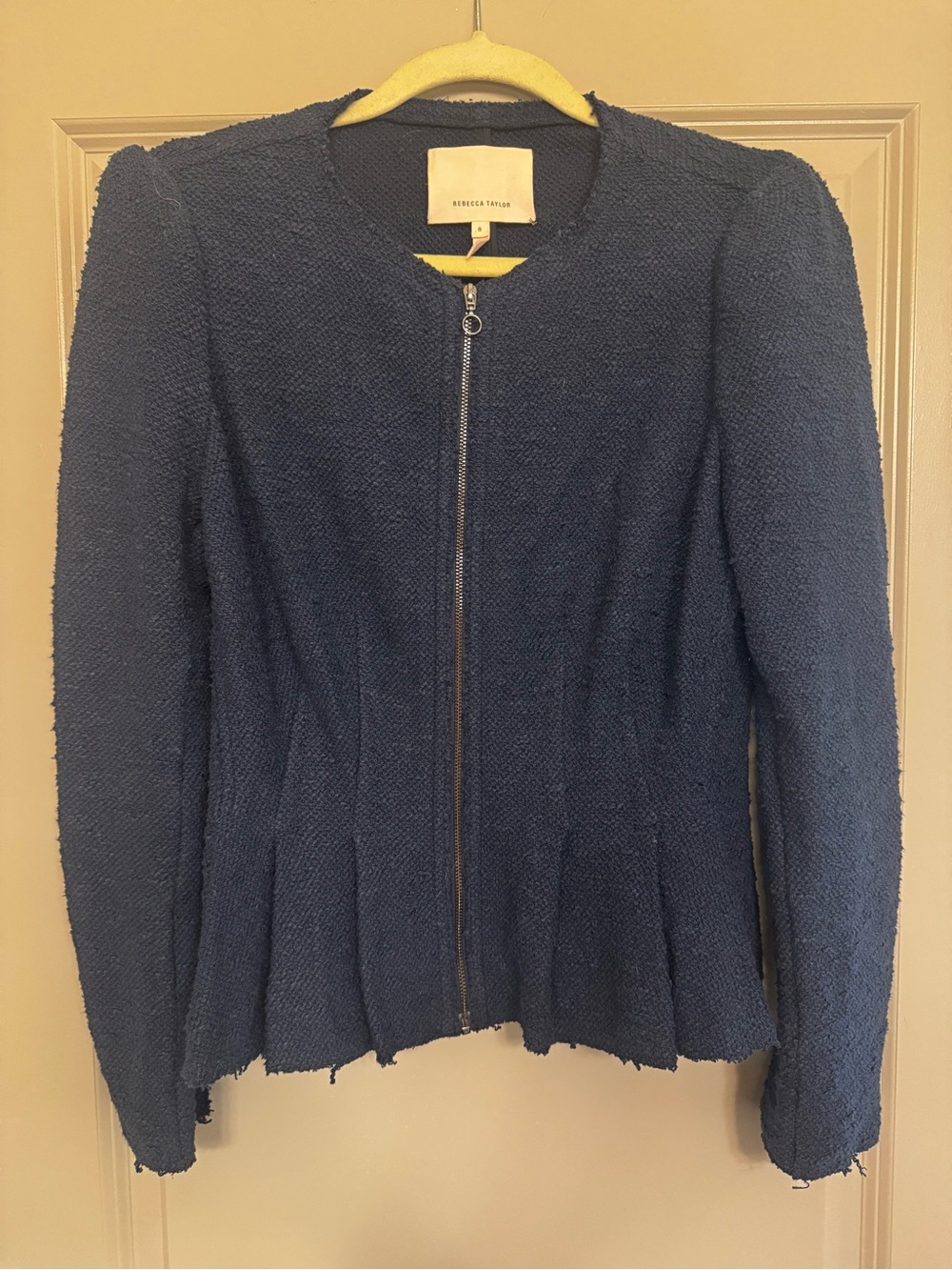 Rebecca Taylor Navy Bouclé Zip Jacket